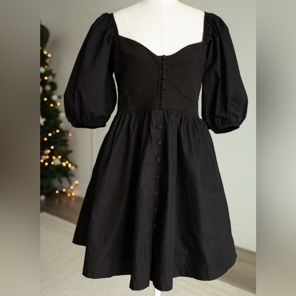Maeve Puff-Sleeved Sweetheart Mini Dress